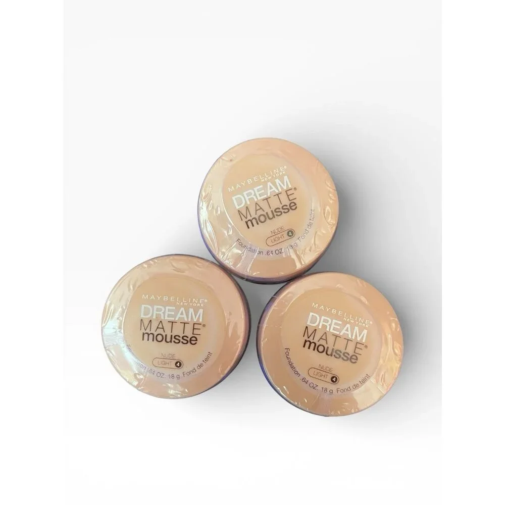 3X Maybelline Dream Matte Mousse Foundation, Nude Light 4, 0.64 oz - NEW SEALED - Picture 1 of 3